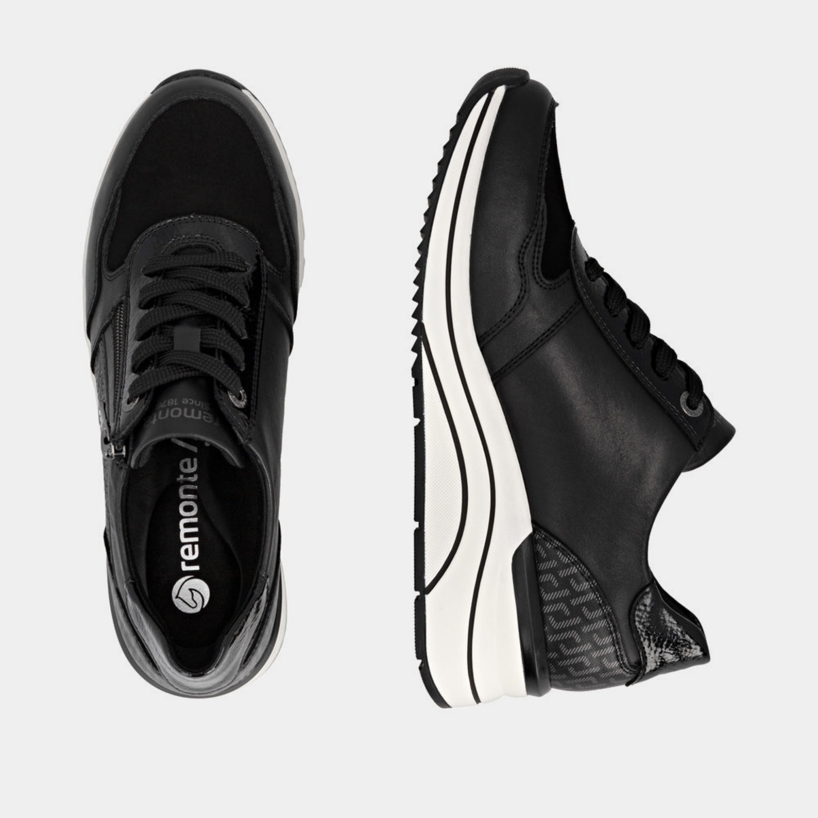 D0T16 Schwarz Leather Sneakers