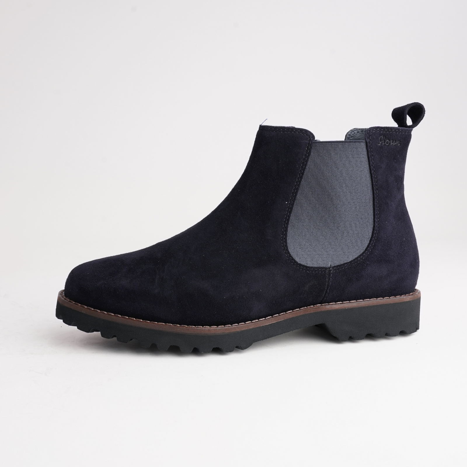 Meredith701 Navy Suede Leather Ankle Boots