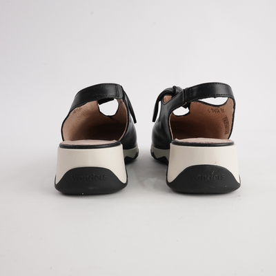 Claudia Black Leather Wedges