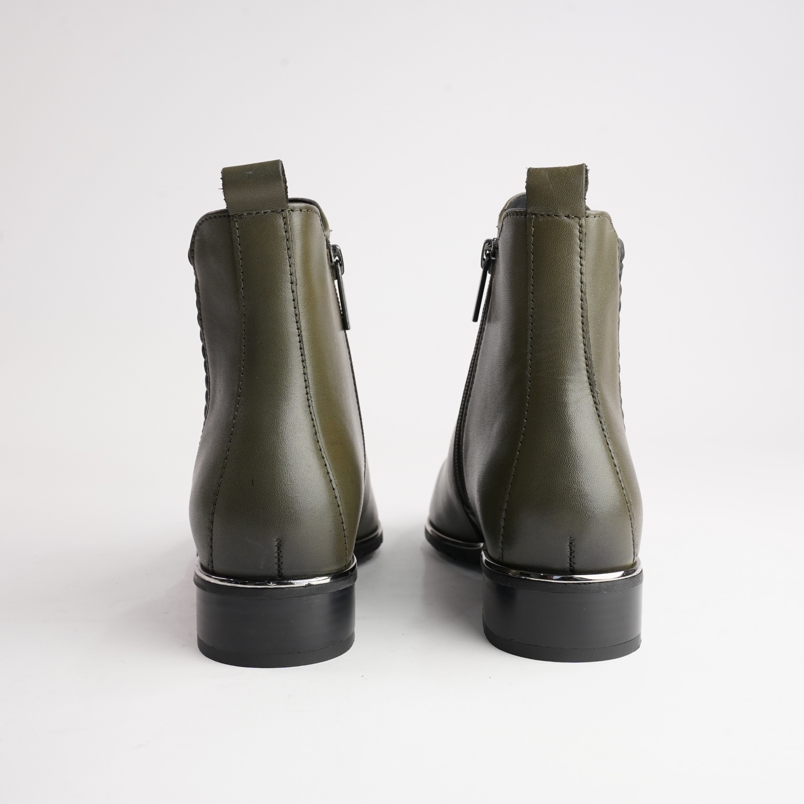 Chiara 02 Olive Leather Ankle Boots