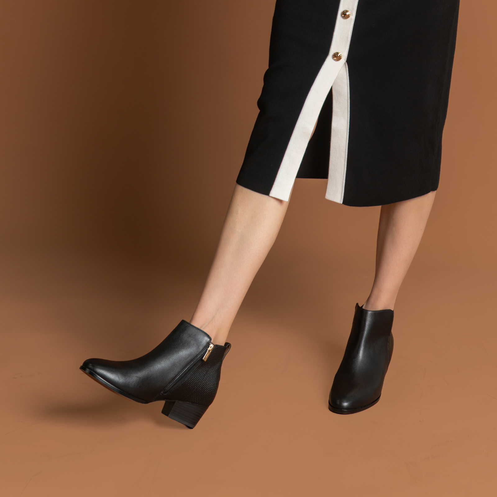Charleston Black Leather Ankle Boots