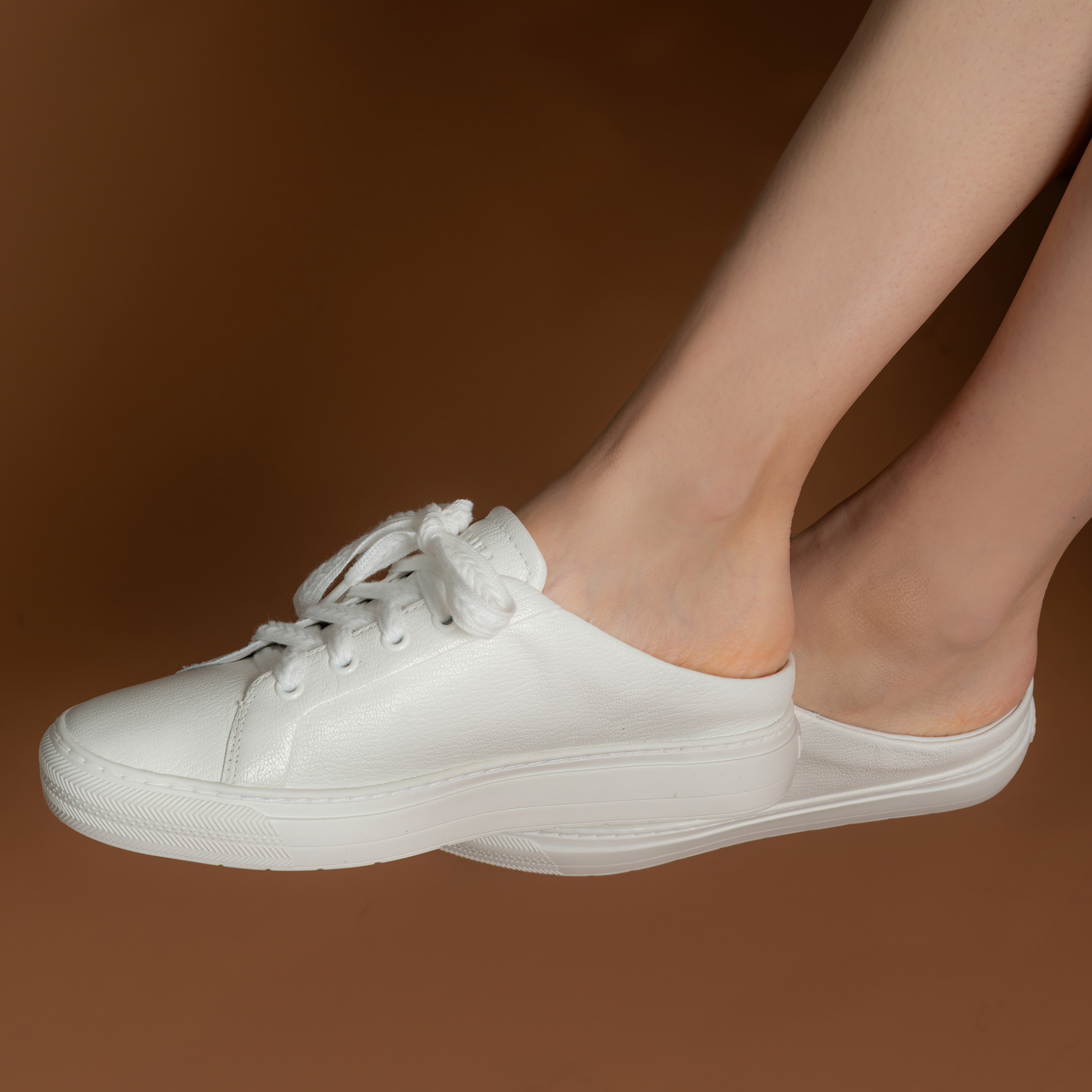 Lincoln White Tumbled Leather Sneakers