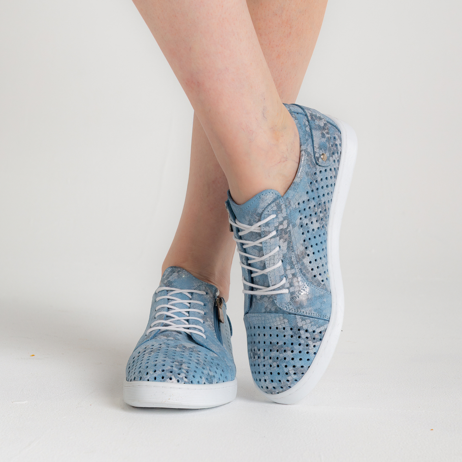 Eg17p Denim Leather Sneakers