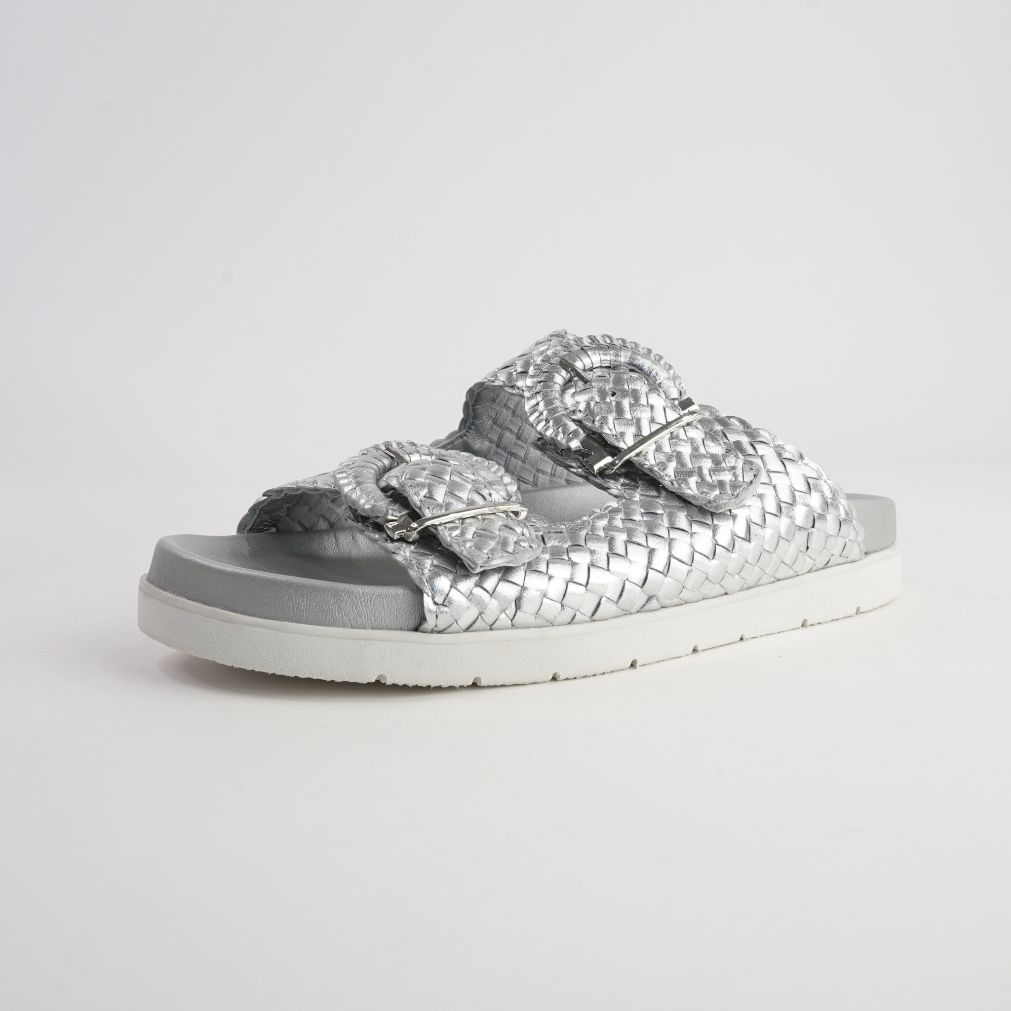 Janescha 701 Silver Leather Slides