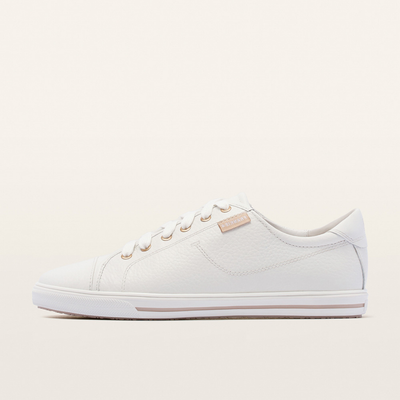 Nat III White Pebbled Leather Sneakers
