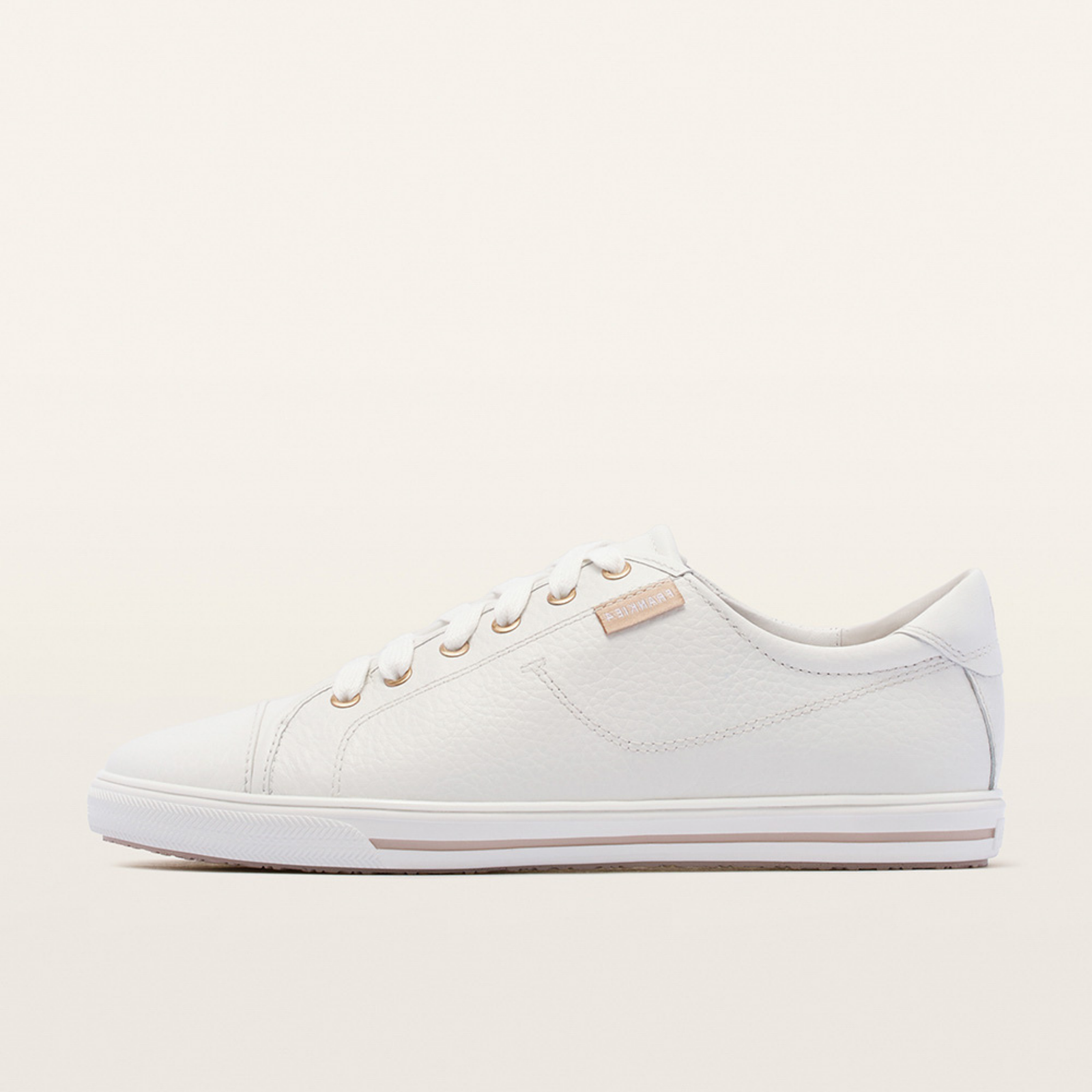 Nat III White Pebbled Leather Sneakers