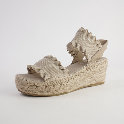2245 A Beige Espadrille Wedges
