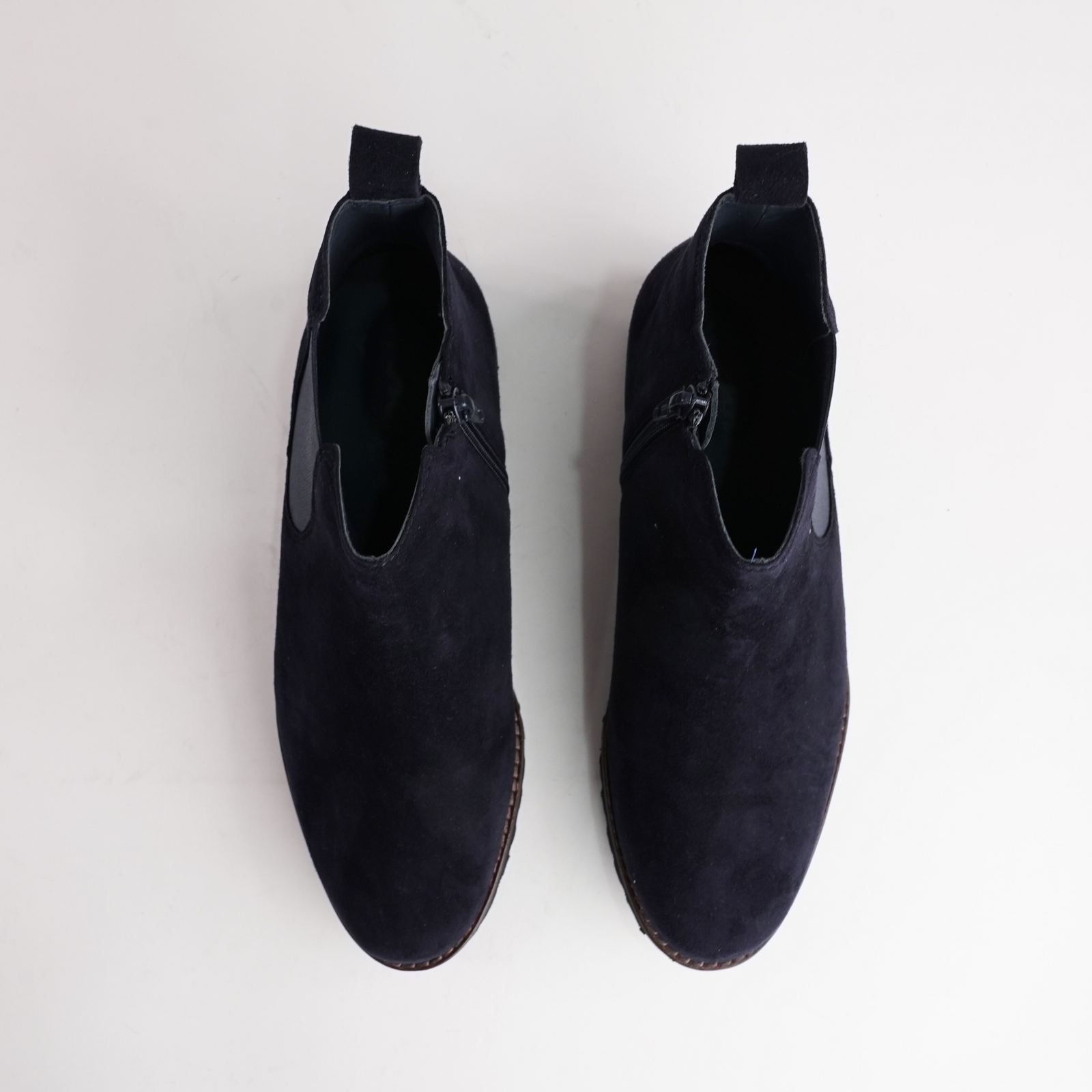 Meredith701 Navy Suede Leather Ankle Boots