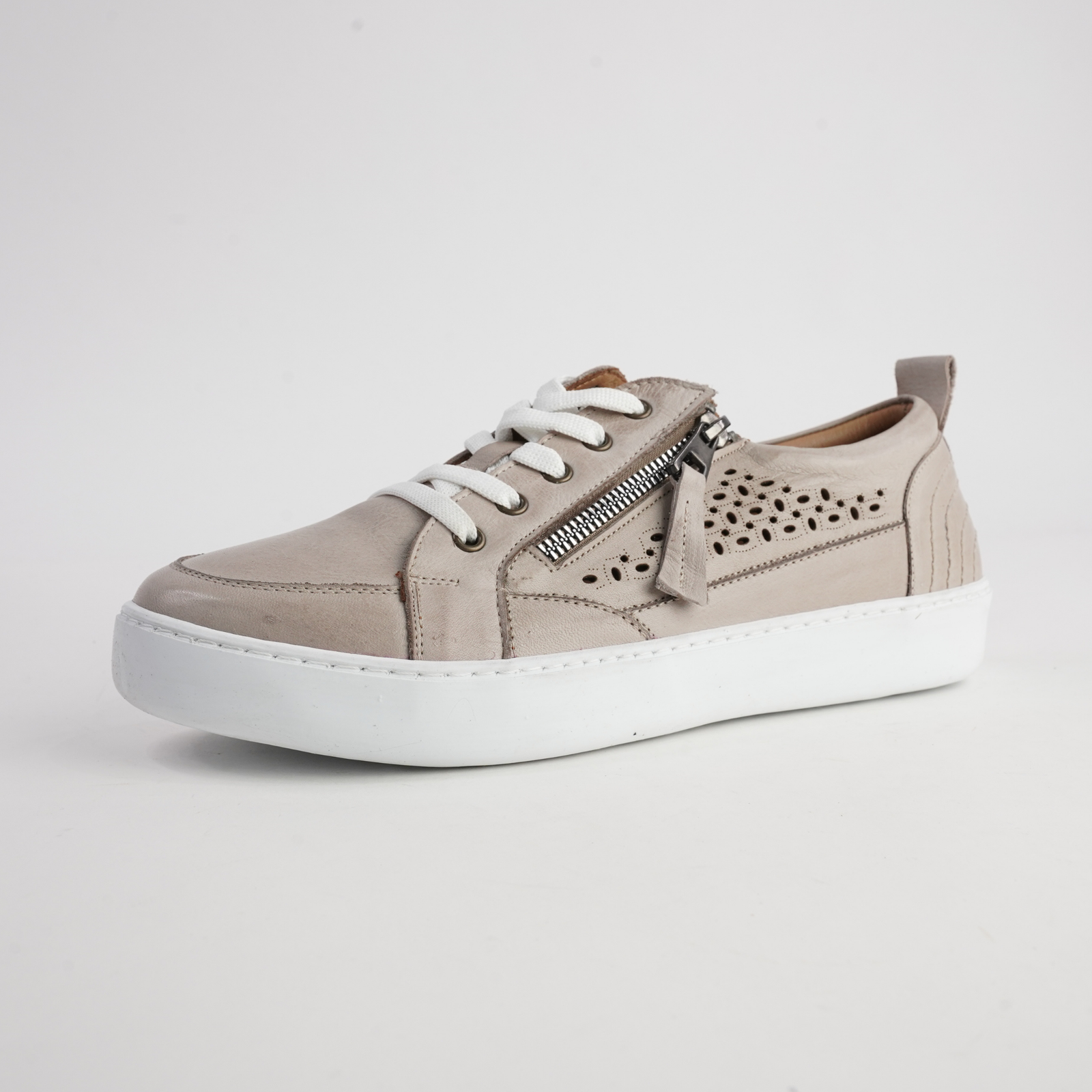 Bella Taupe Leather Sneakers
