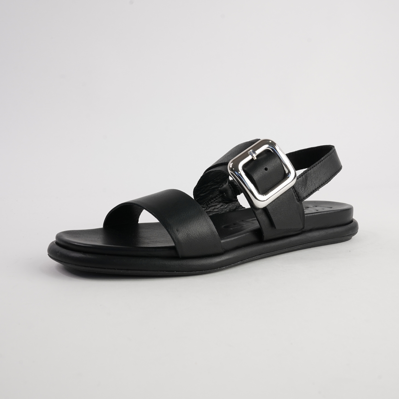 Bay Black Leather Sandals