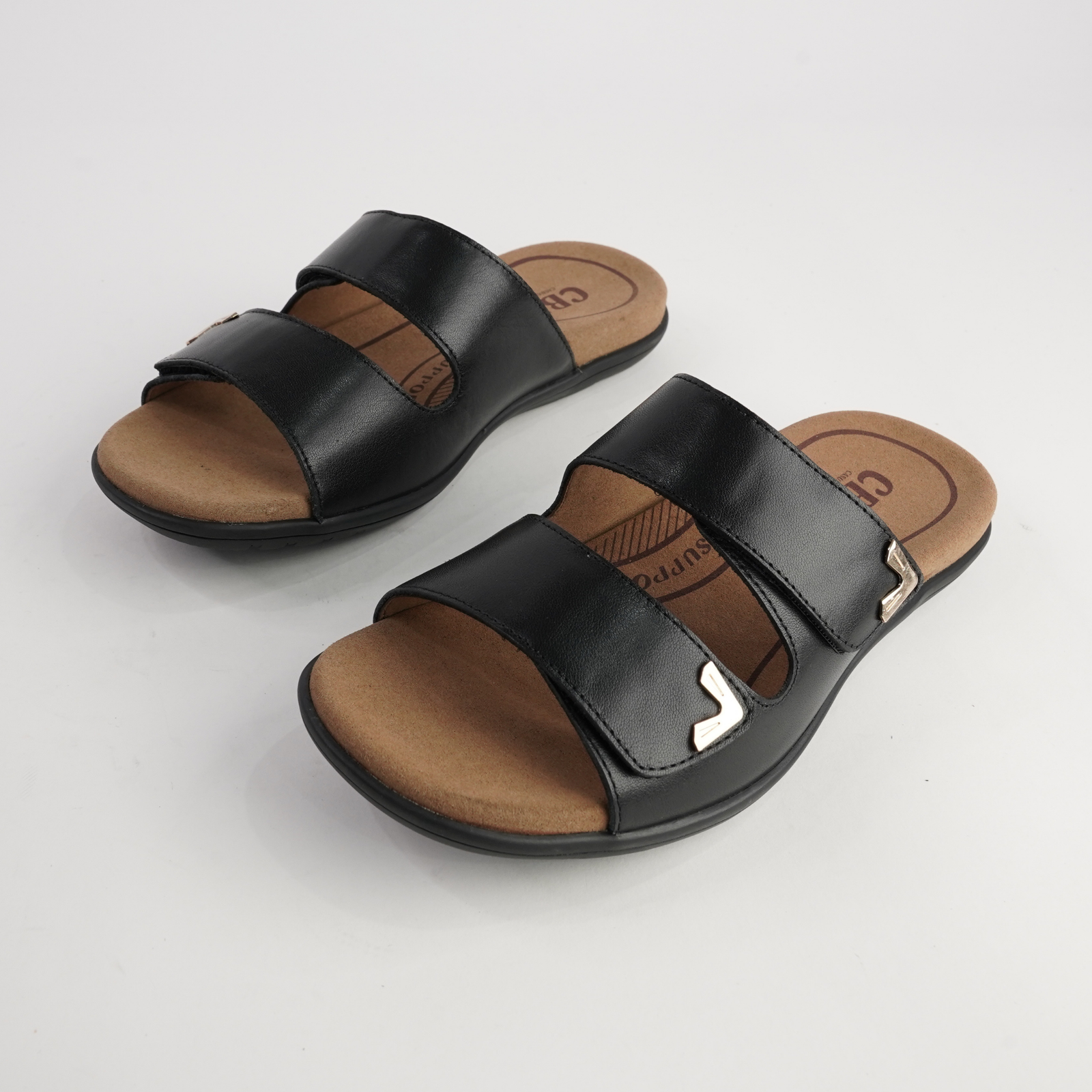 Tribe Black Leather Slides