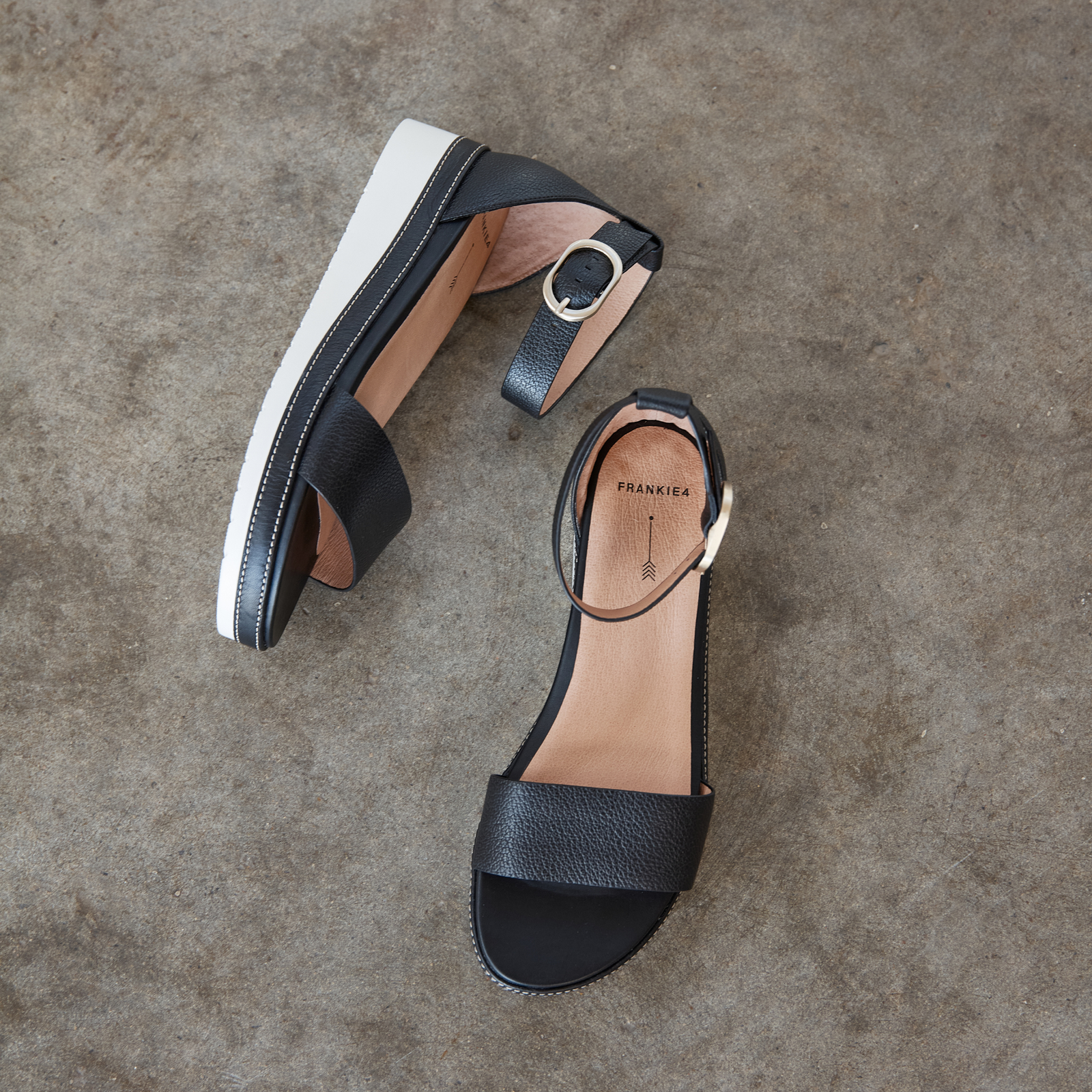 Skye Black Tumbled Leather Sandals