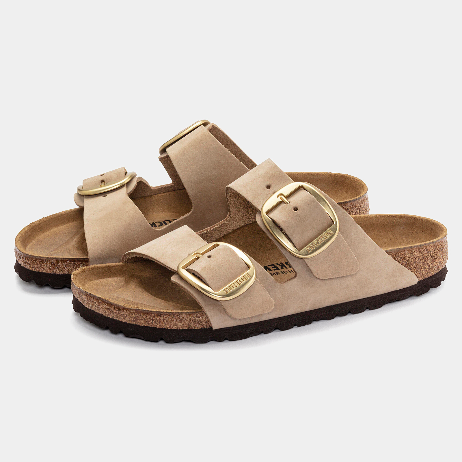 Arizona Big Buckle Sandcastle Nubuck Leather Sandals
