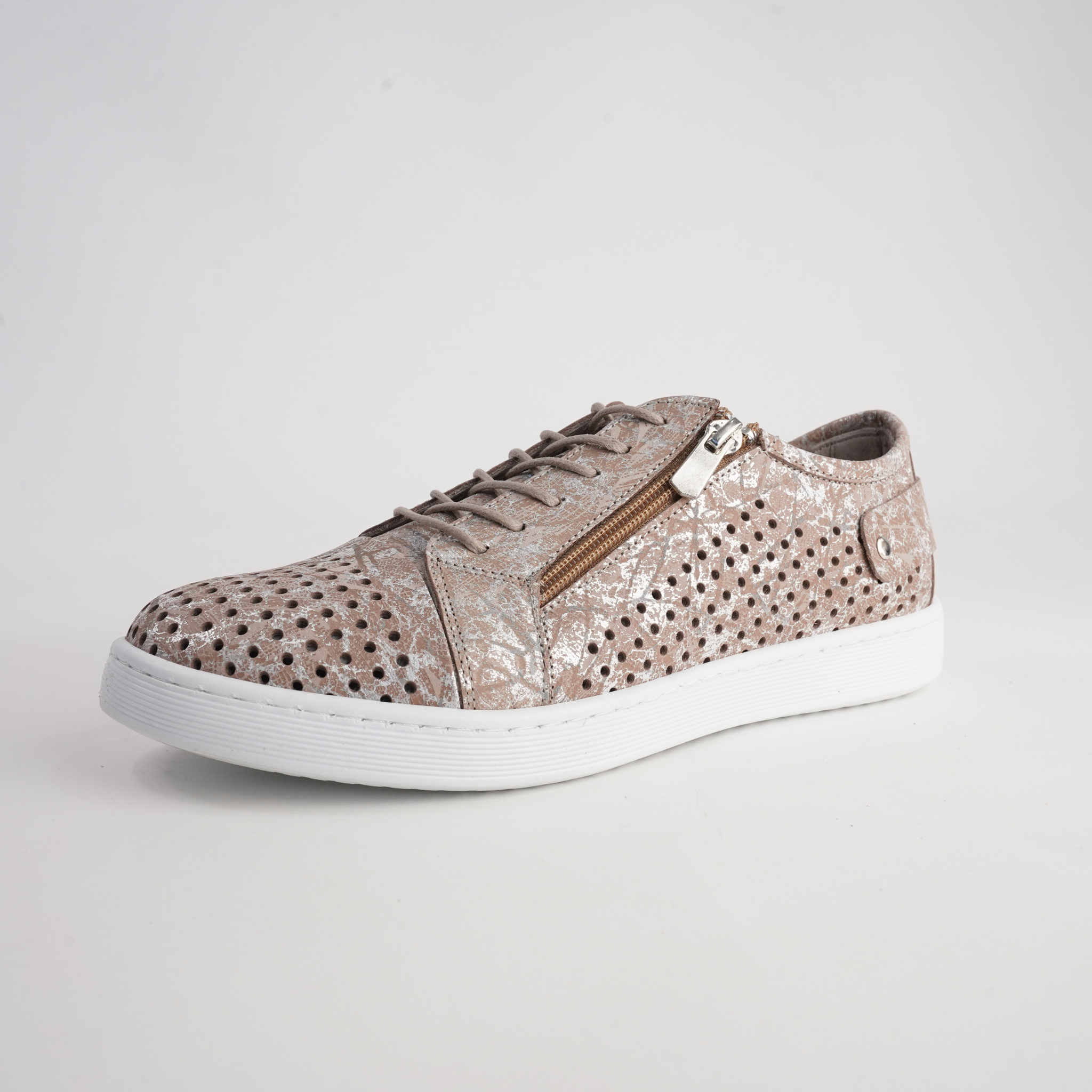 Eg17p Taupe Print Leather Sneakers