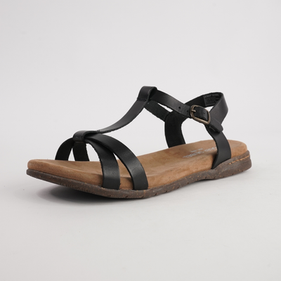 Fabricia 01 Black Leather Sandals