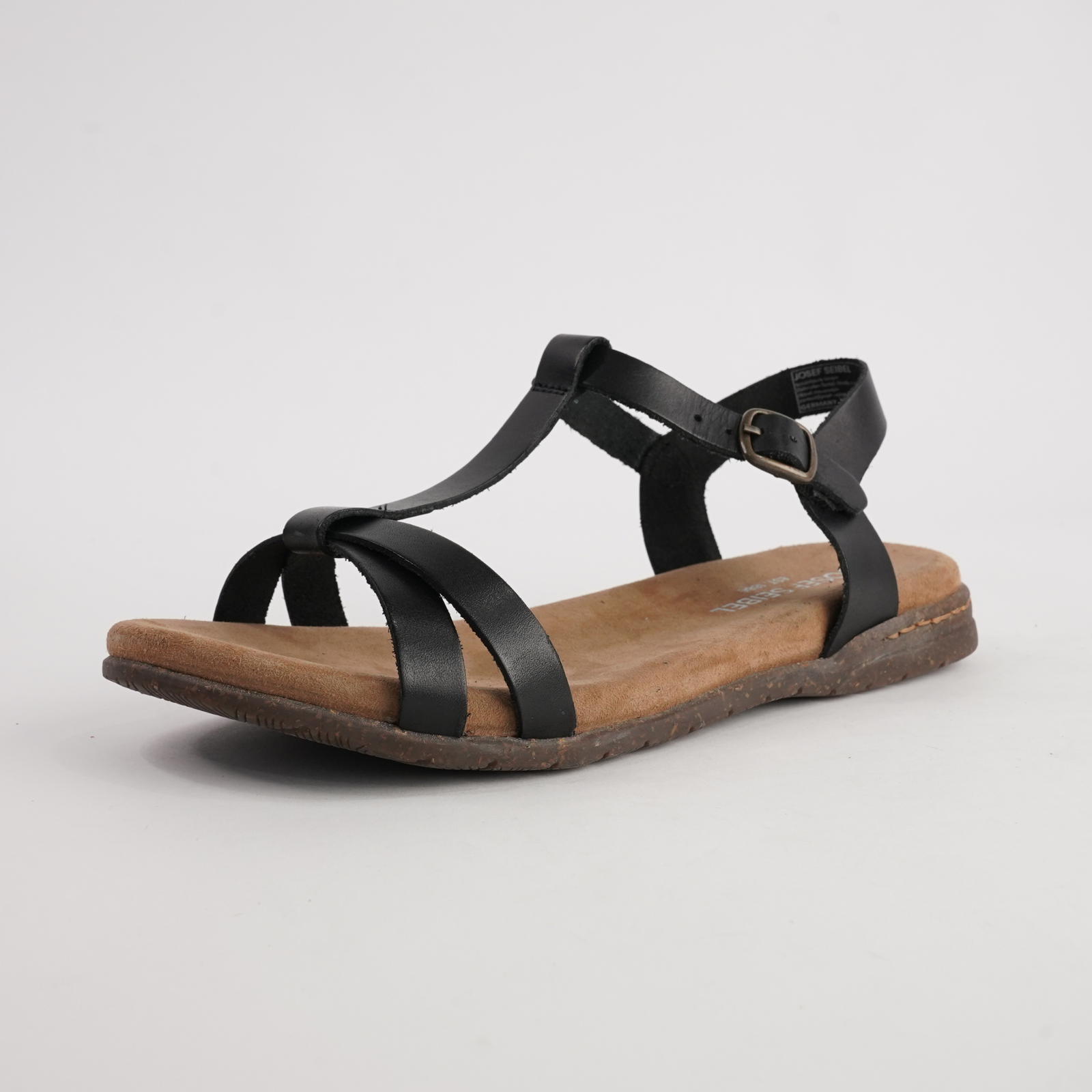 Fabricia 01 Black Leather Sandals