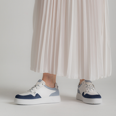 Demi White/ Denim Leather Sneakers