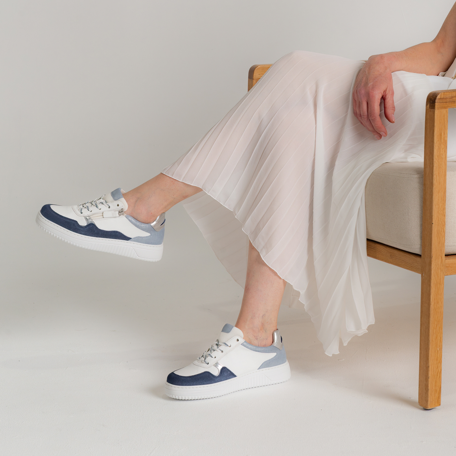 Demi White/ Denim Leather Sneakers