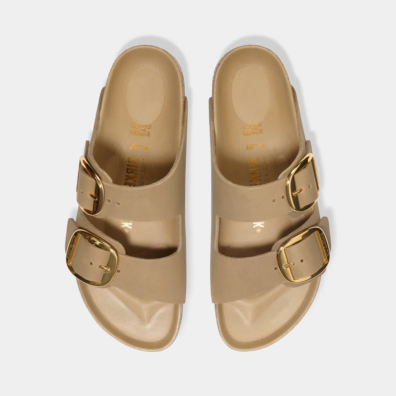 Arizona Big Buckle Tabacco Brown Oiled Leather Sandals