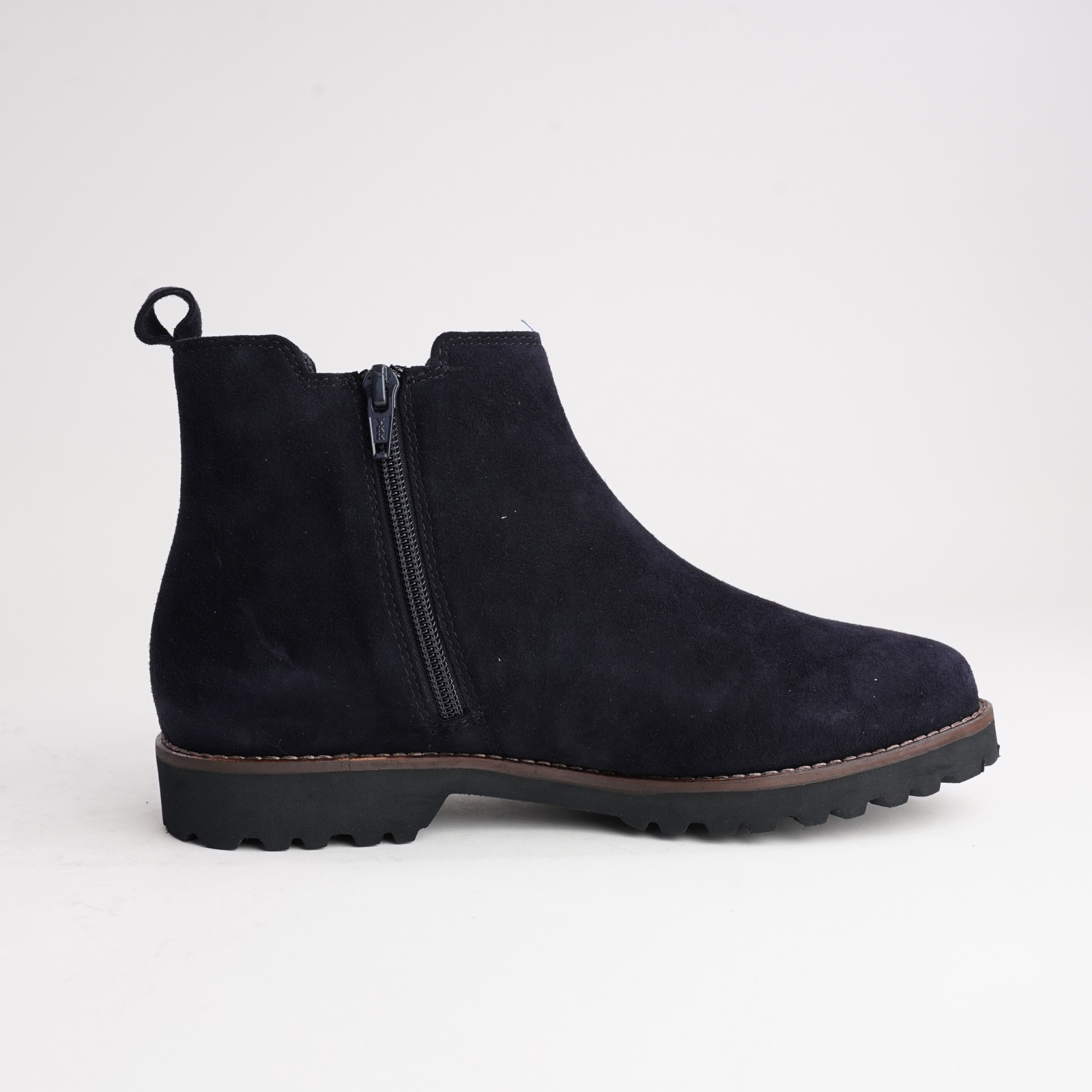 Meredith701 Navy Suede Leather Ankle Boots