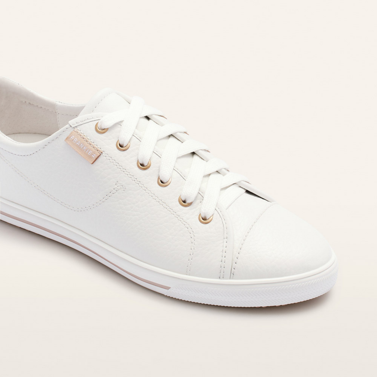 Nat III White Pebbled Leather Sneakers