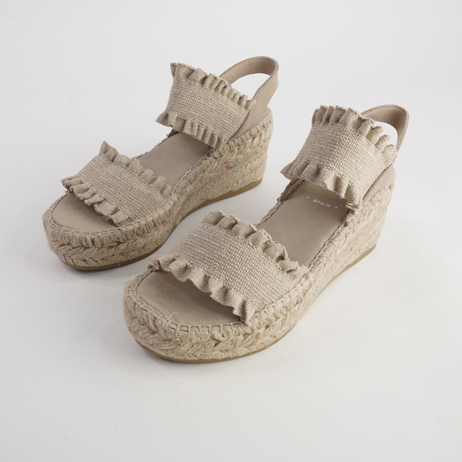 2245 A Beige Espadrille Wedges