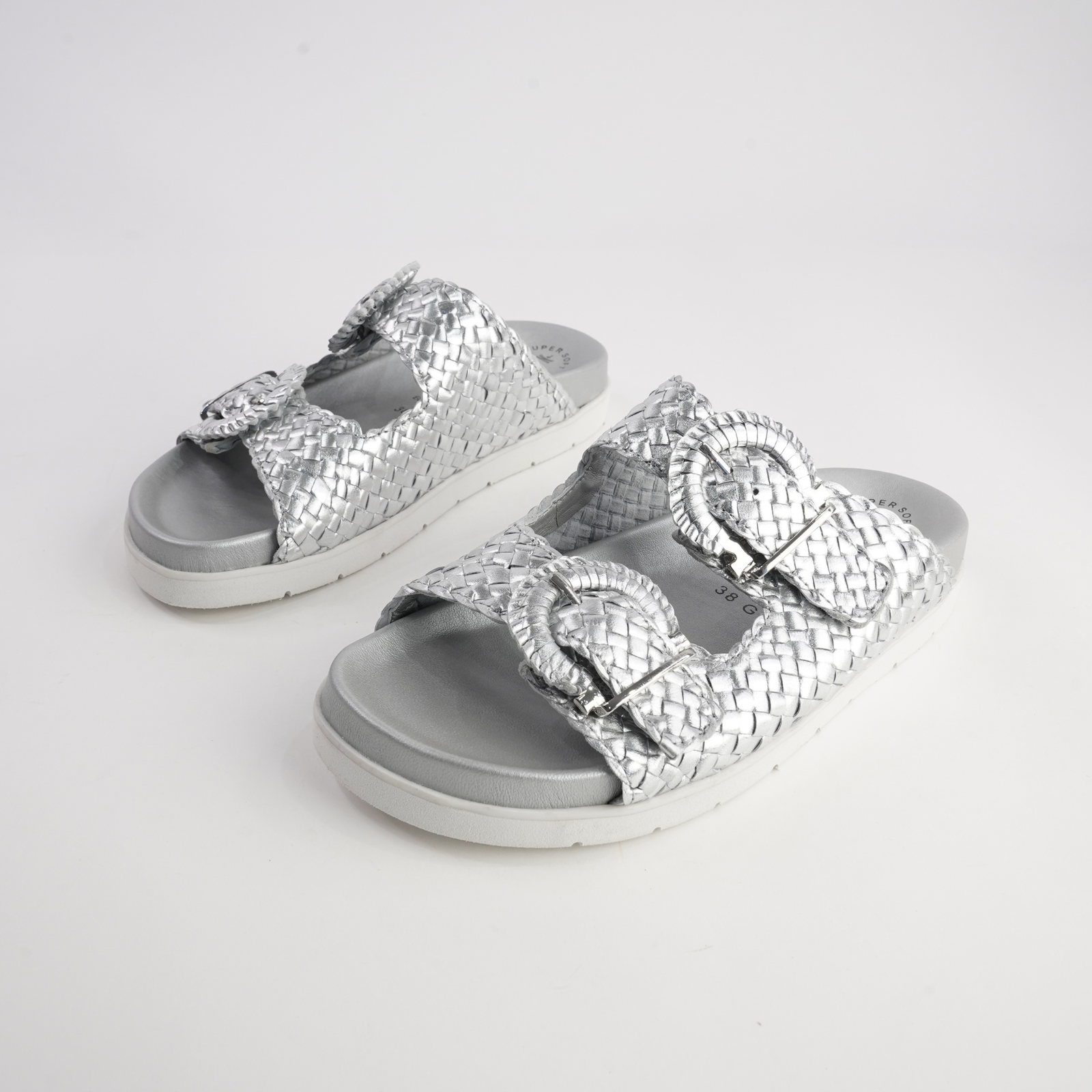 Janescha 701 Silver Leather Slides