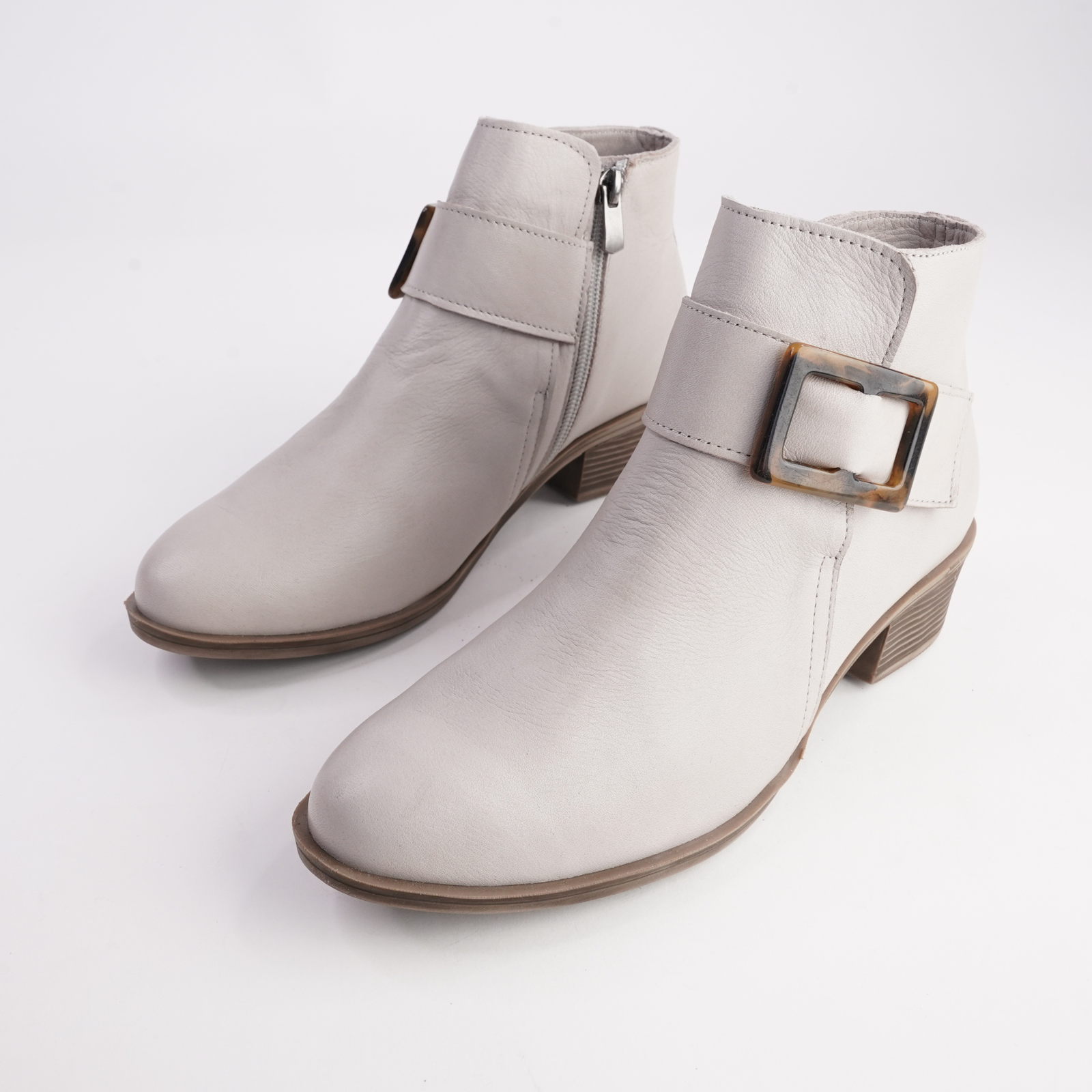 EG230 Taupe Leather Ankle Boots