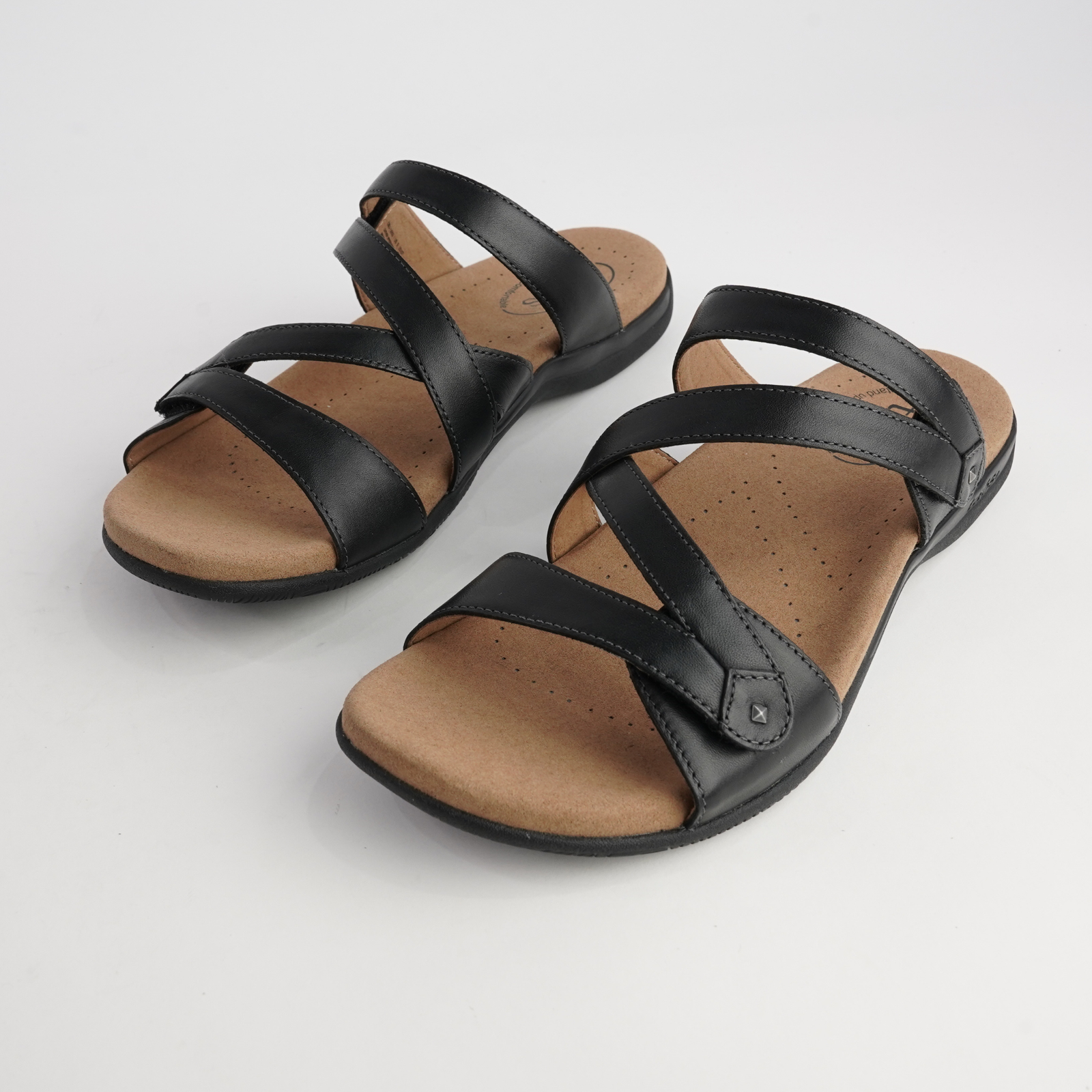 Double U Black Leather Sandals