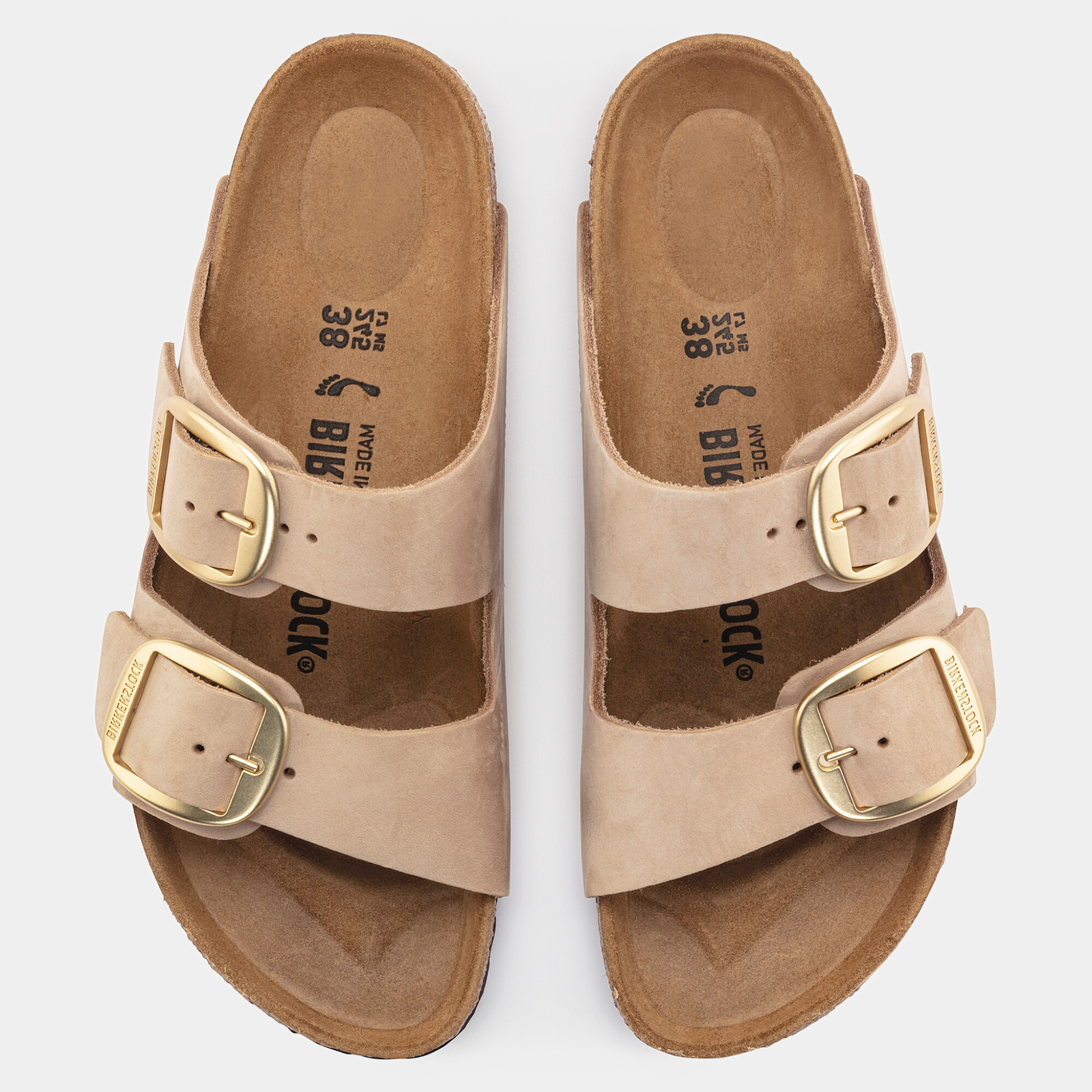 Arizona Big Buckle Sandcastle Nubuck Leather Sandals