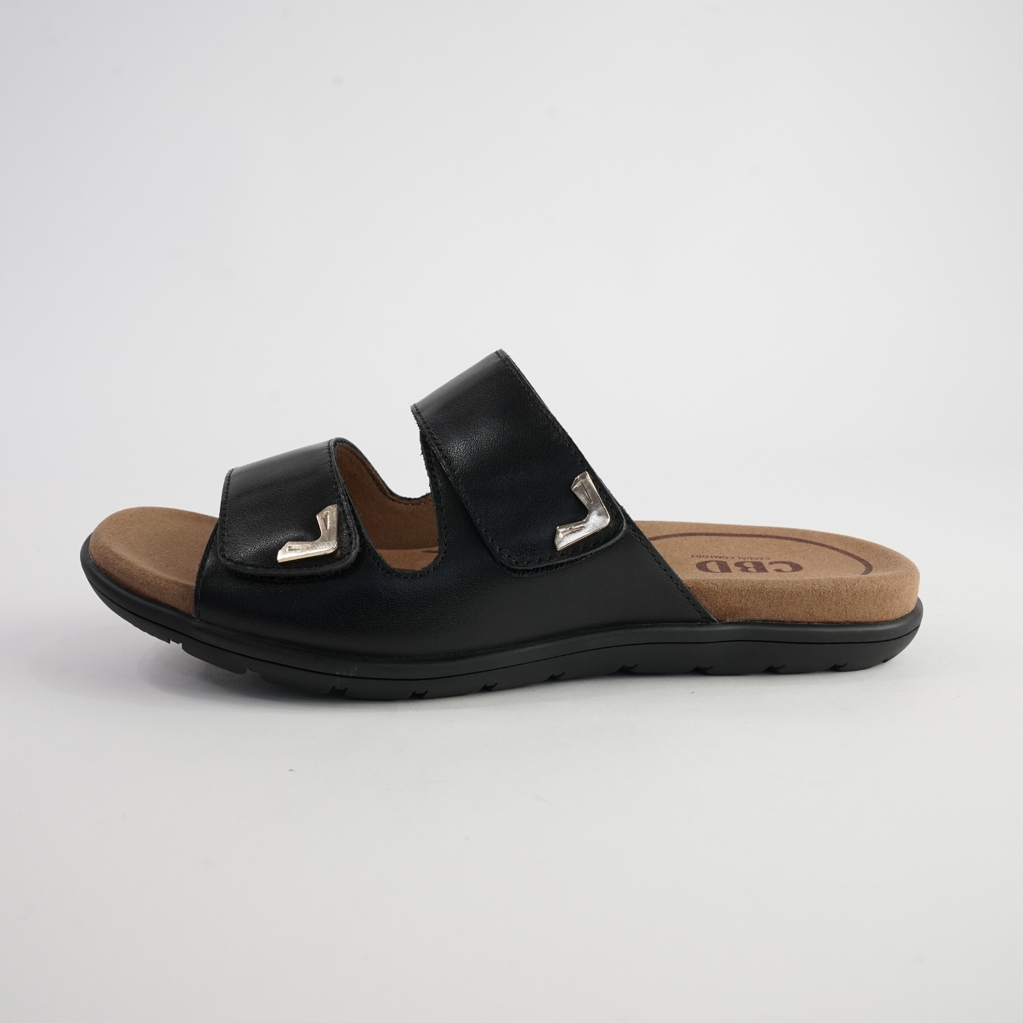 Tribe Black Leather Slides