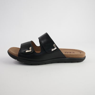 Tribe Black Leather Slides
