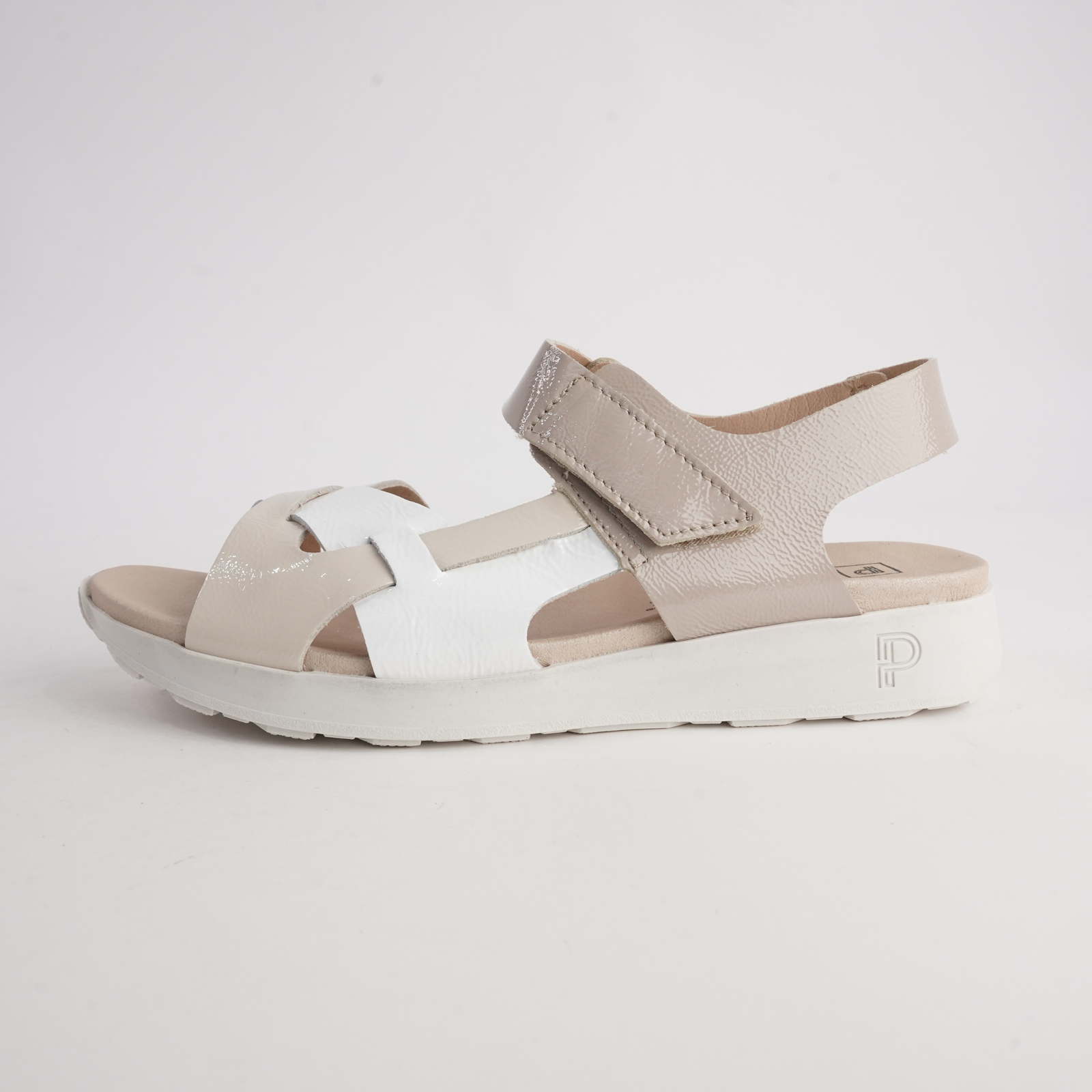 10554 Cream Combo Leather Sandals