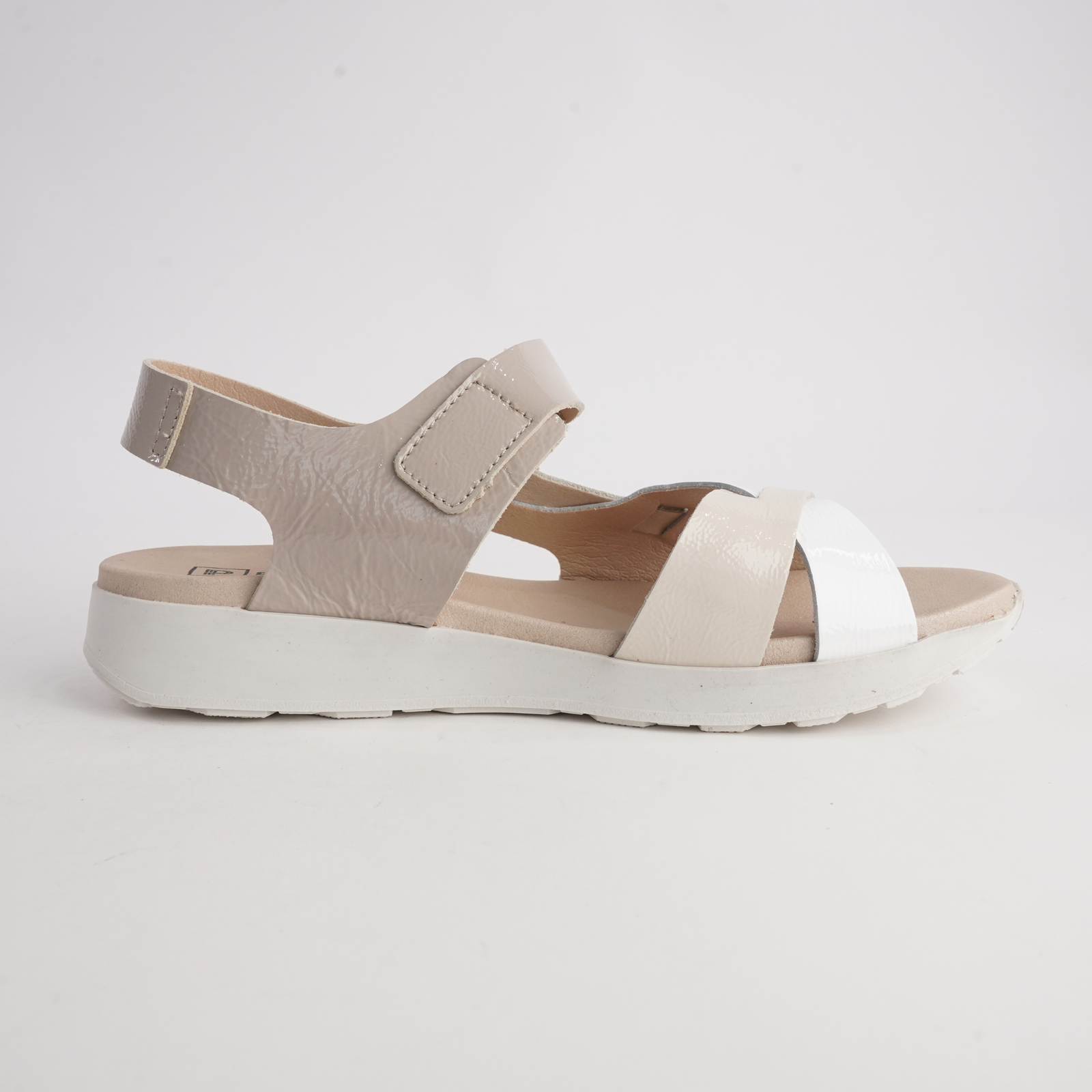 10554 Cream Combo Leather Sandals