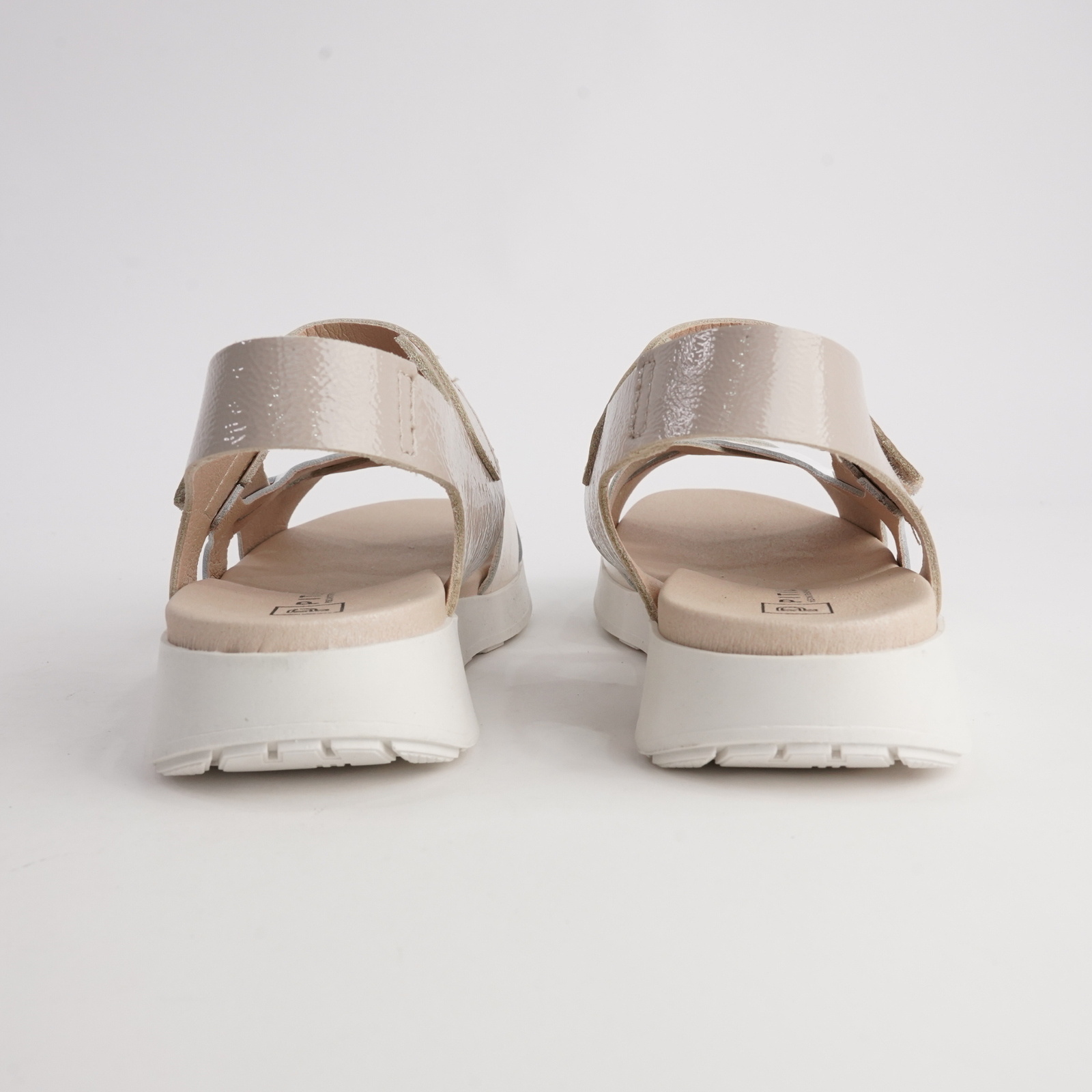 10554 Cream Combo Leather Sandals