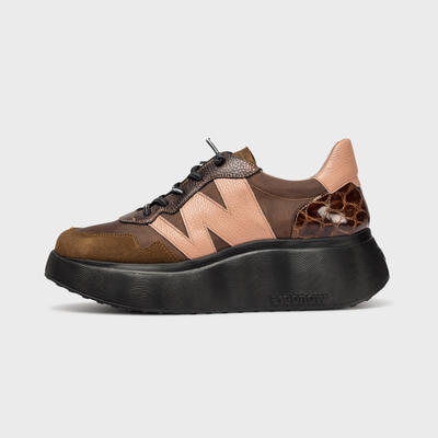 Ivy Combo Cognac Powder Leather Sneakers