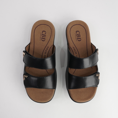 Tribe Black Leather Slides