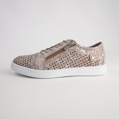Eg17p Taupe Print Leather Sneakers
