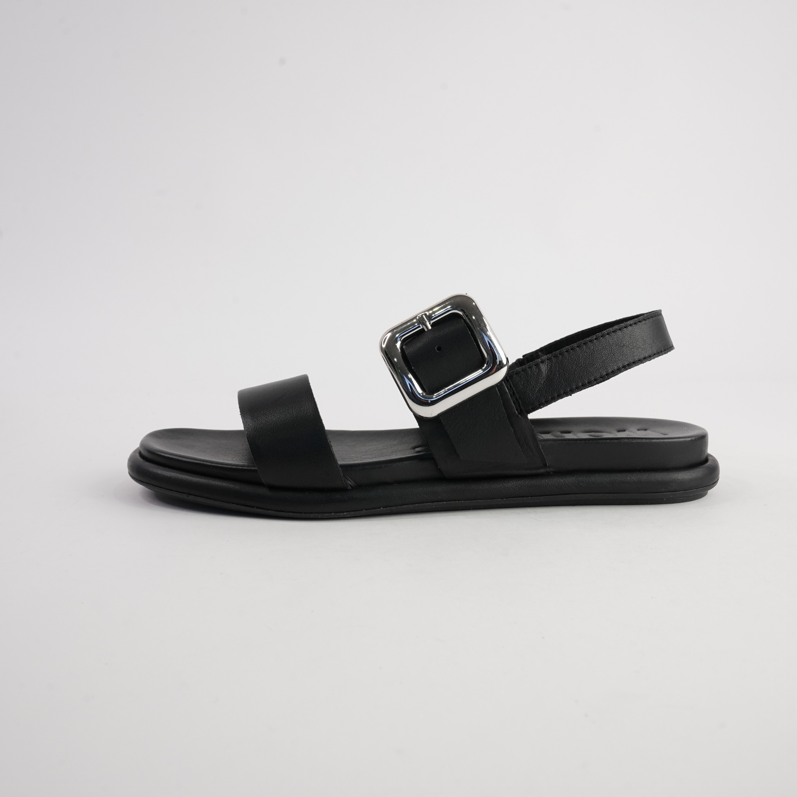 Bay Black Leather Sandals