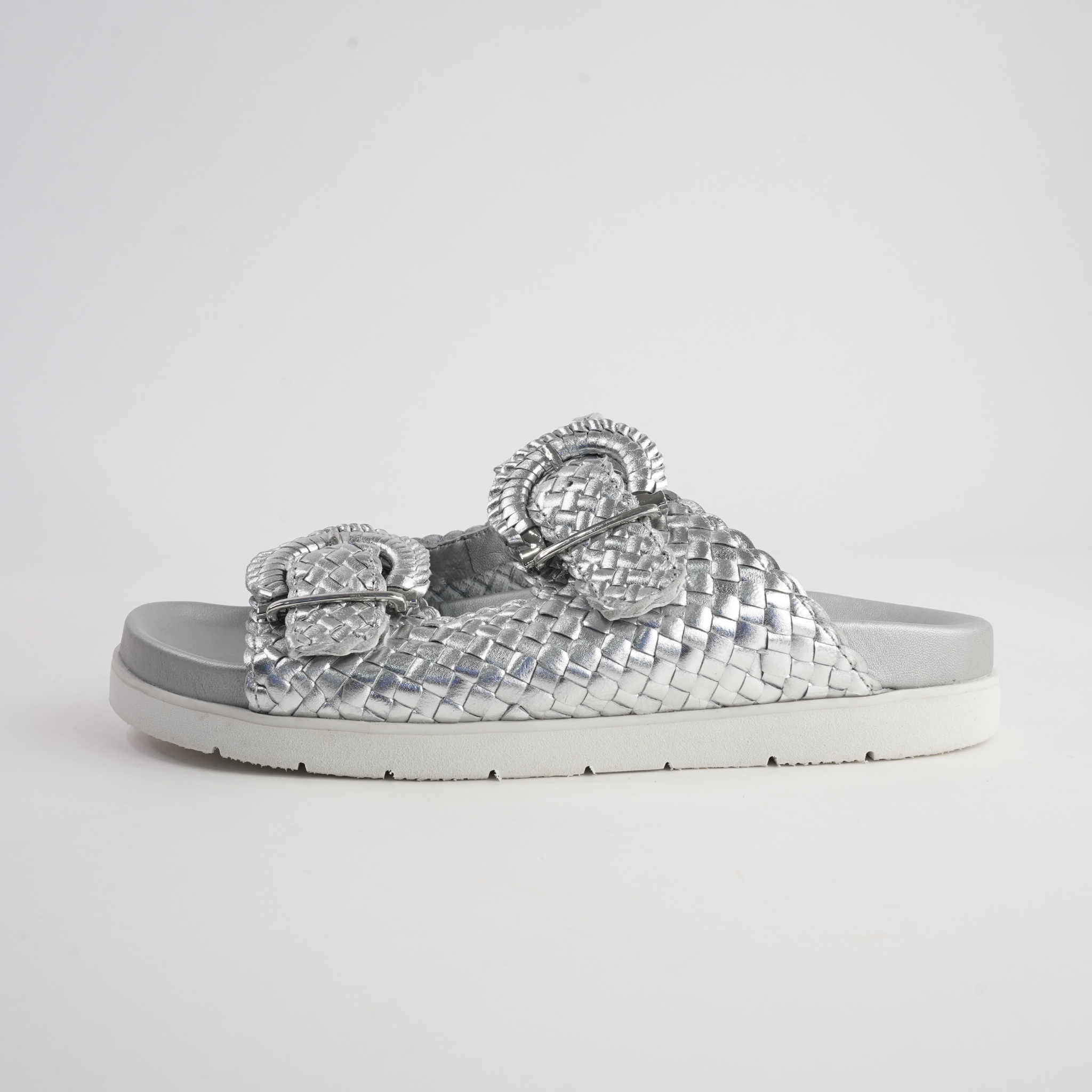 Janescha 701 Silver Leather Slides