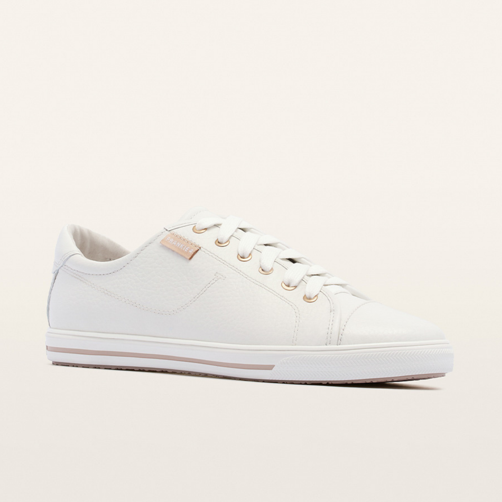 Nat III White Pebbled Leather Sneakers