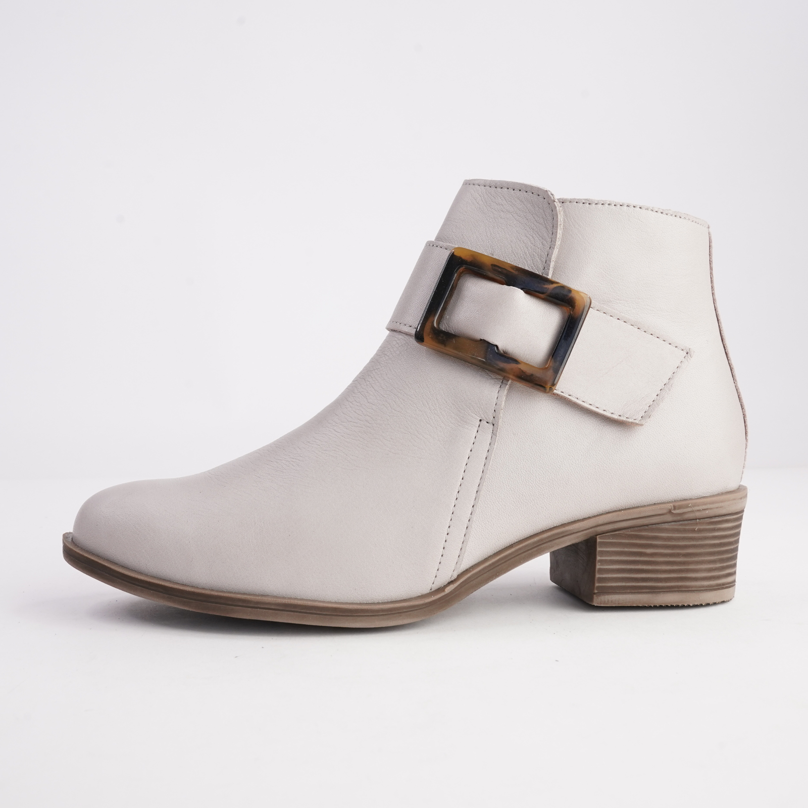 EG230 Taupe Leather Ankle Boots
