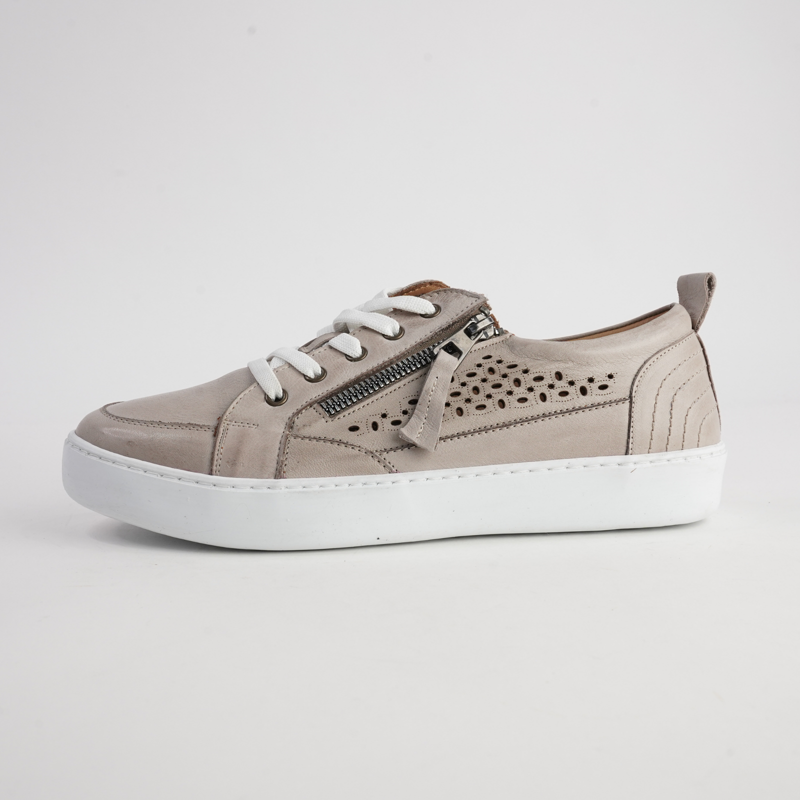 Bella Taupe Leather Sneakers