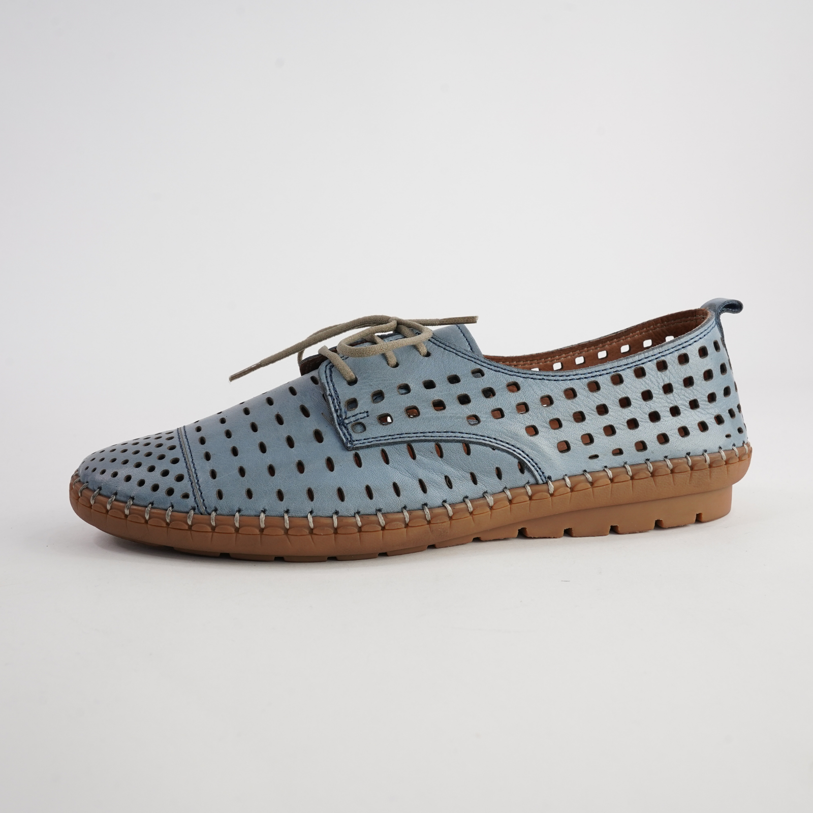 Kroon Denim Leather Lace Up Flats