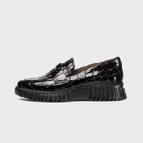 Nabia Negro Croc Patent Loafers