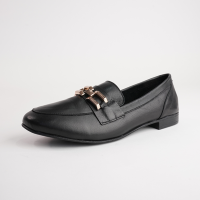 Gyor Black Leather Loafers