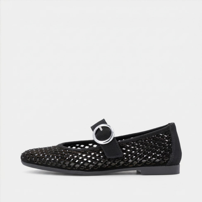 D0K18 Black Suede Ballet Flats
