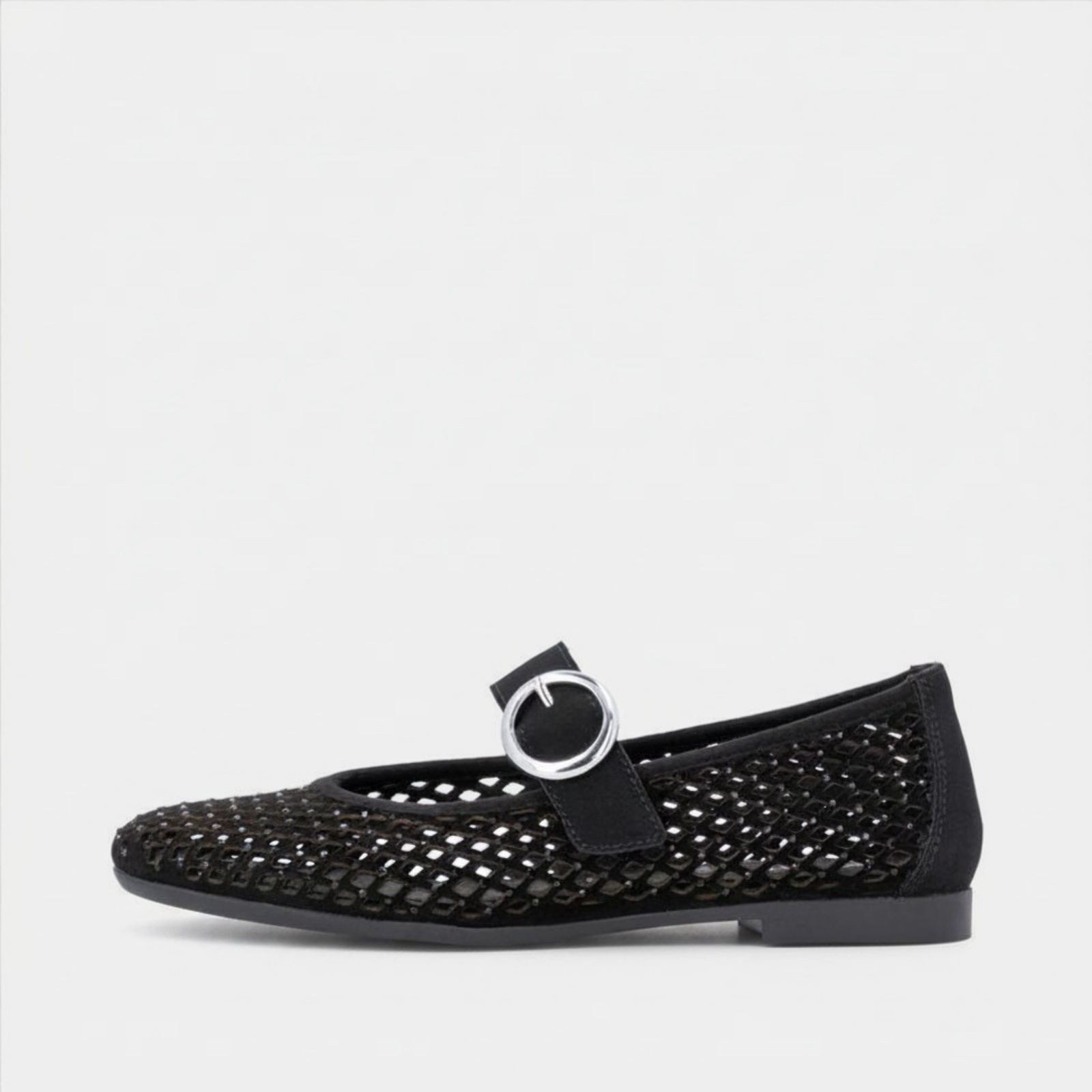 D0K18 Black Suede Ballet Flats