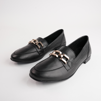 Gyor Black Leather Loafers
