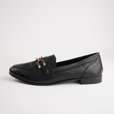 Gyor Black Leather Loafers
